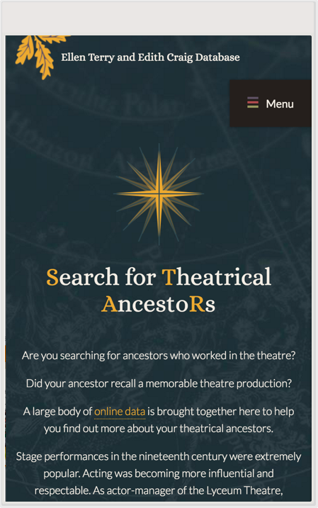 Searching for Theatrical Ancestors entry point